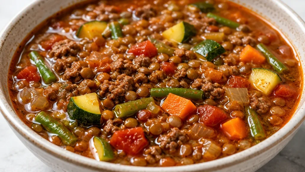Rich Beef & Lentil Soup: Your Ultimate Comfort Meal! - beef lentil - Beef lentil soup: Make this hearty, flavorful soup in under an hour. Packed with vegetables