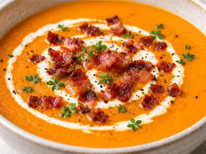 Creamy Carrot Soup with Bacon and Cream
