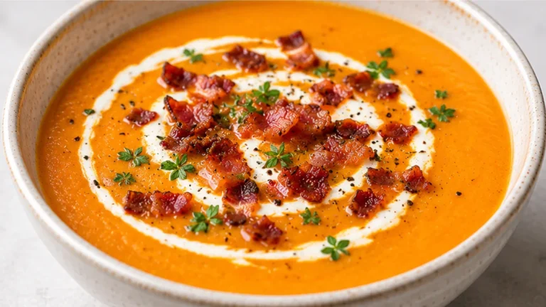 Creamy Carrot Soup with Bacon and Cream