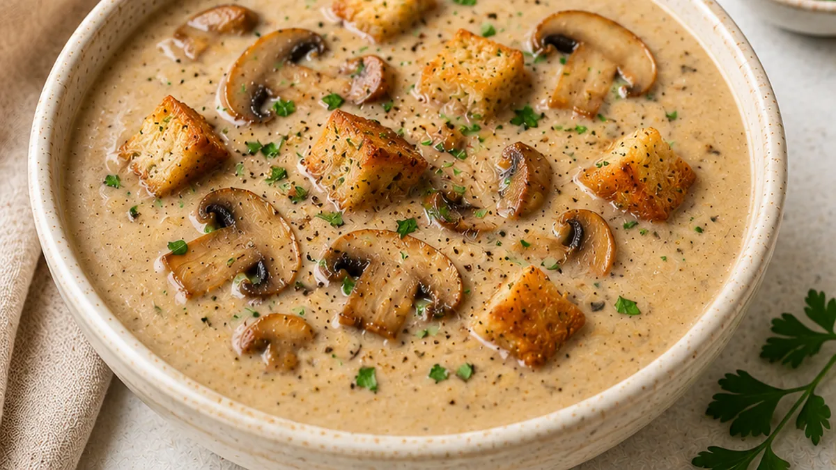 Creamy Mushroom Soup: Pure Comfort in a Bowl! Mushroom soup: Whip up this incredibly creamy and flavorful mushroom soup in under 30 minutes. Packed with earthy