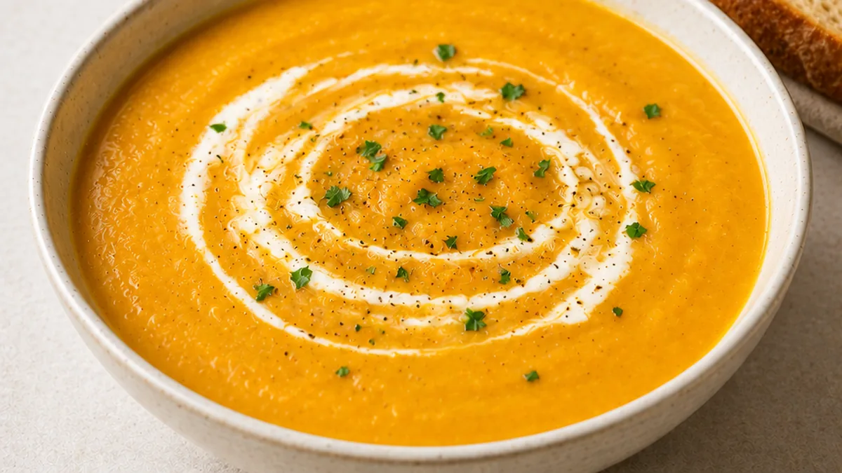 Creamy Pumpkin Soup: Ultimate Fall Comfort - Pumpkin soup: Make this ultimate comforting fall recipe in 25 minutes. Velvety smooth, easy to prepare, and incredi