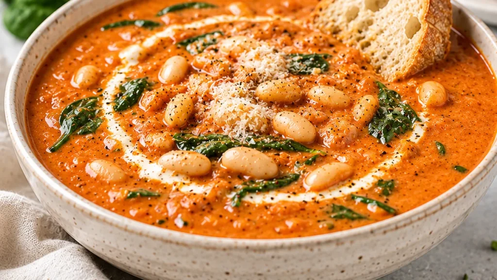 Creamy Tomato Bean Soup: Ultimate Comfort Food! Tomato bean soup: Make this incredibly creamy and flavorful soup in under 30 minutes. Packed with healthy beans
