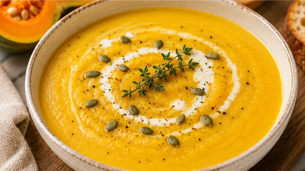 Golden Acorn Squash Soup Bliss! Acorn squash soup: whip up this creamy, savory fall delight in under an hour. Easy to make, packed with flavor, and perfect for