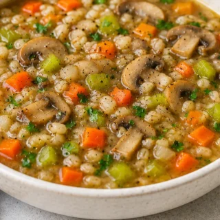 Hearty Pearl Barley Soup: Cozy Meal - Hearty barley soup: Make this wholesome, vegetable-packed soup in under an hour. Perfect for a comforting and healthy meal