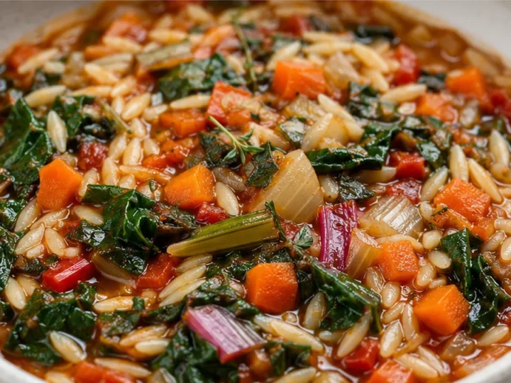 Rainbow Chard Orzo Minestrone