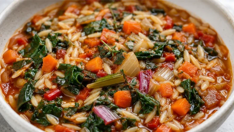 Rainbow Chard Orzo Minestrone