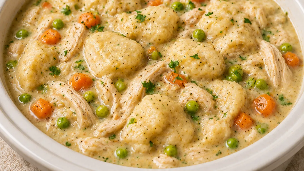Cozy Slow Cooker Chicken & Dumplings! - chicken dumplings - Chicken dumplings: master this hearty slow cooker recipe for a delicious and easy family meal. Perfe