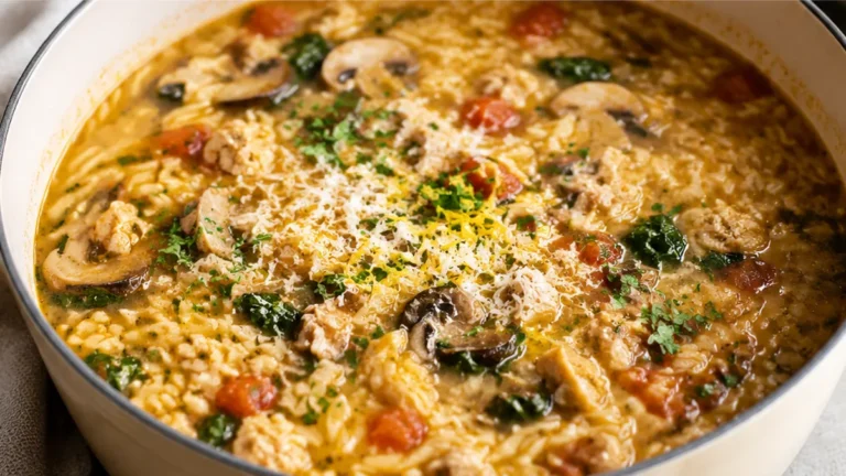 Zesty Lemon Parmesan Chicken Orzo Soup