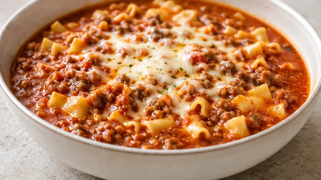 Easy Cheesy Lasagna Soup! Lasagna soup: whip up this comforting and hearty dish in under an hour. Enjoy all the classic flavors without the fuss of layering, pe