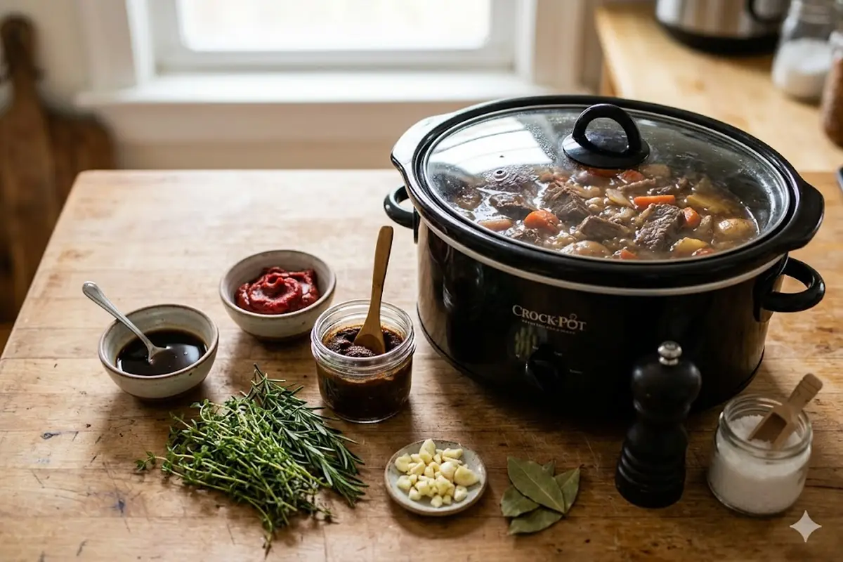 Flavor Boosters and Variations Making beef stew in crock pot — Flavor Boosters and Variations