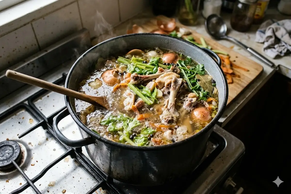 Waste-not scrap broth Making chicken broth — Waste-not scrap broth