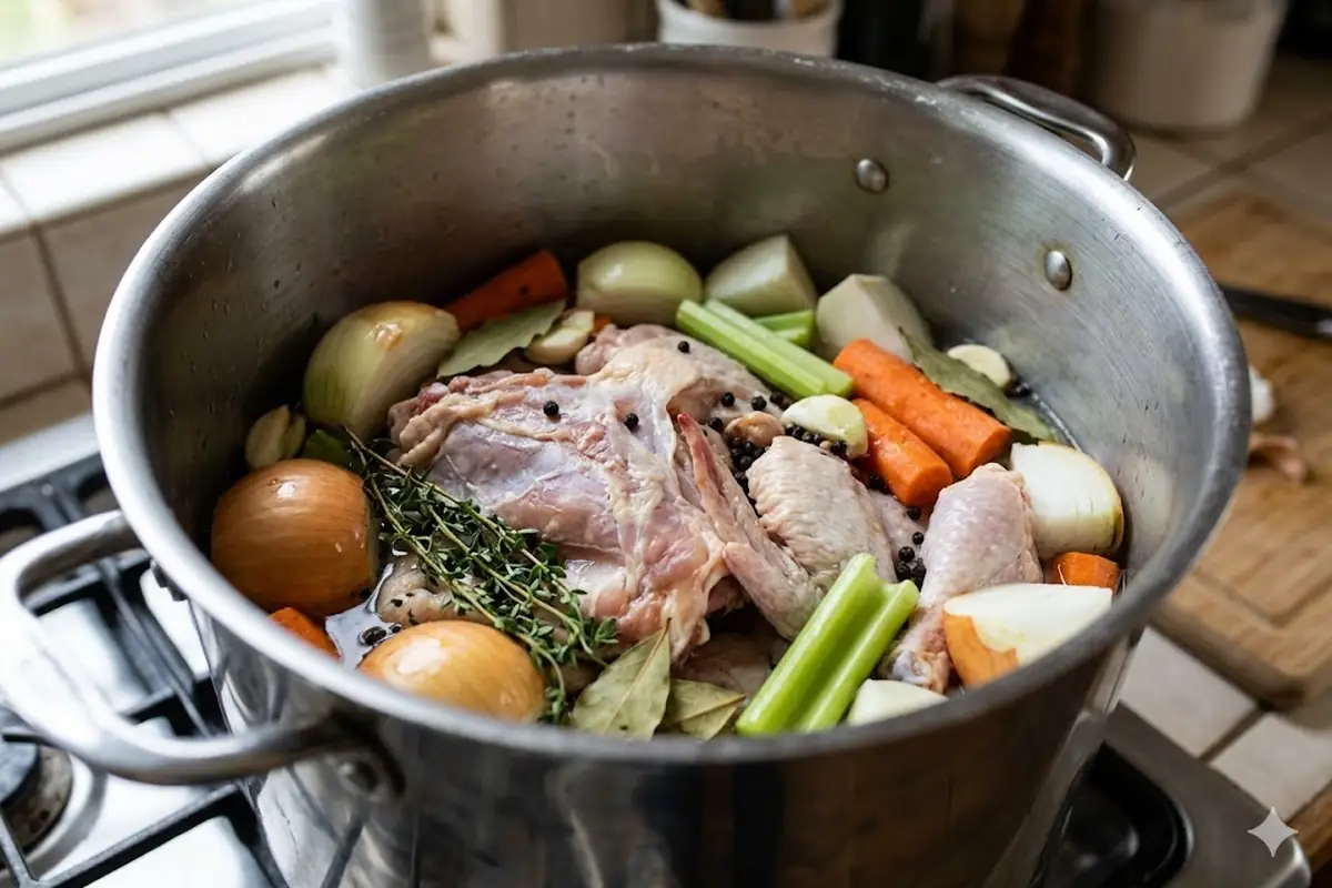 What goes in the pot Making chicken broth — What goes in the pot