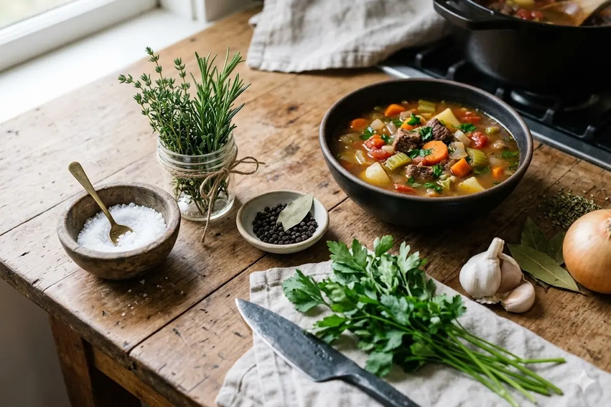 Seasoning and Herbs That Make the Difference Making vegetable beef soup — Seasoning and Herbs That Make the Difference