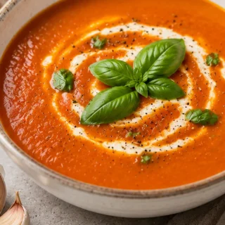 Smoky Roasted Tomato Soup: Pure Comfort! Smoky tomato soup: Bake this intensely flavorful soup in under an hour. Roasted tomatoes and garlic create a rich, comf