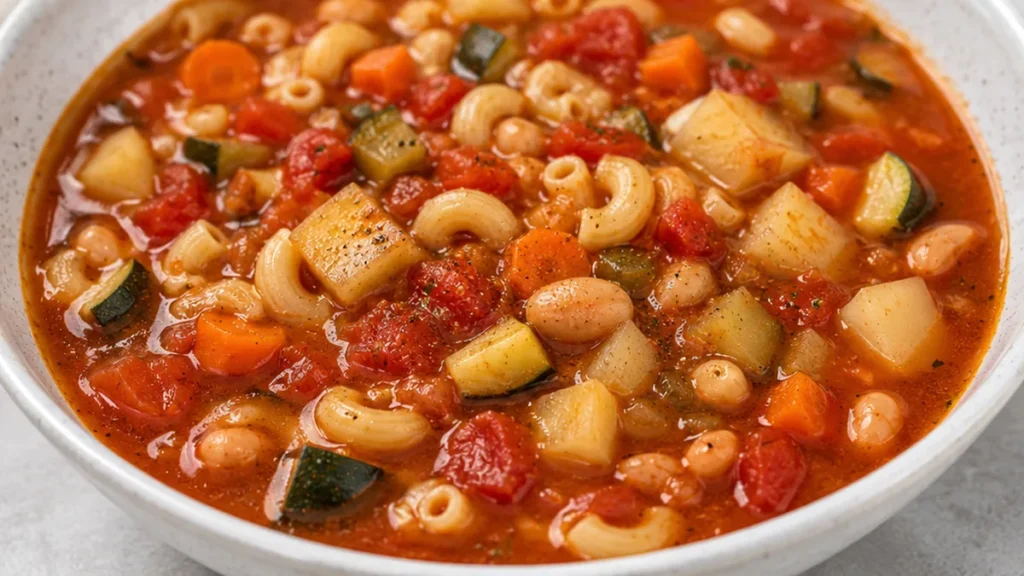 Hearty Minestrone Soup with Pasta - vegetable minestrone - Vegetable minestrone: craft this comforting and healthy soup packed with tender vegetables and pasta.