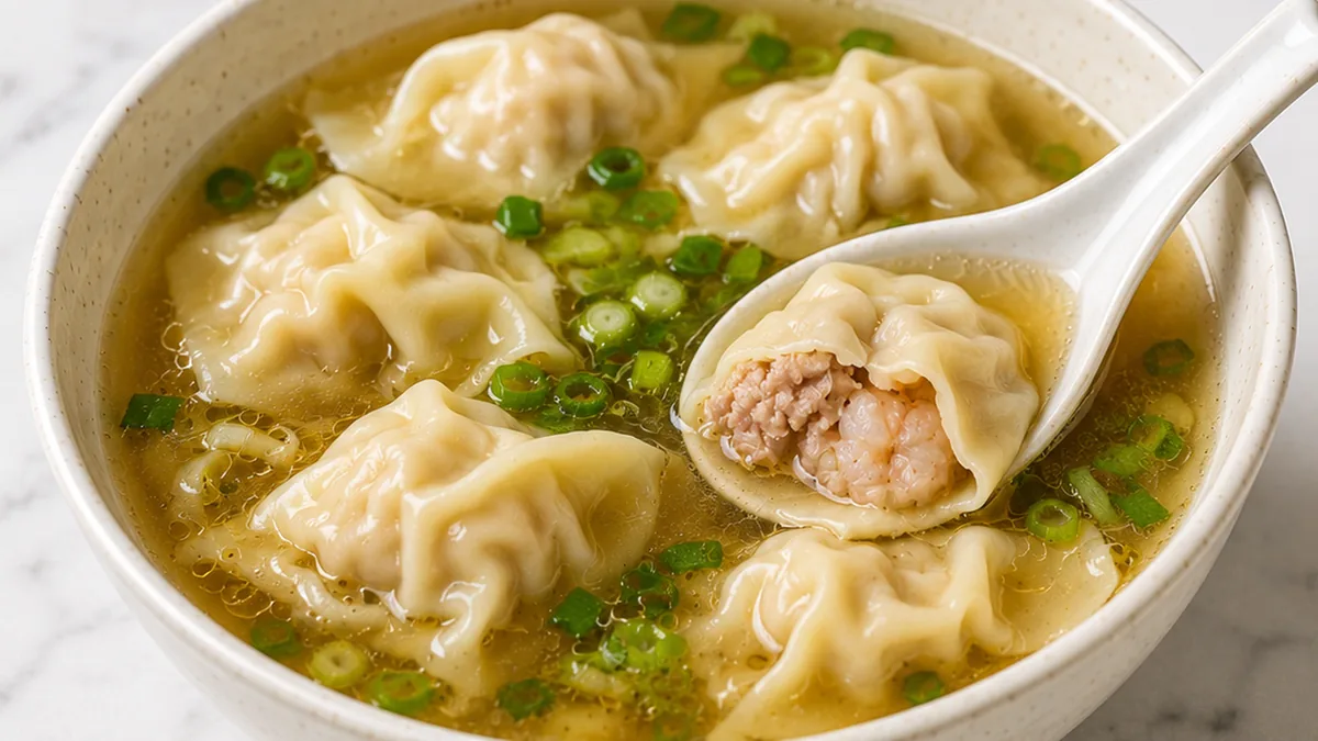 Ultimate Wonton Soup: A Comfort in Every Sip - Wonton soup: savor this delightful, warm bowl filled with scrumptious pork and prawn wontons. Perfect for cozy ni