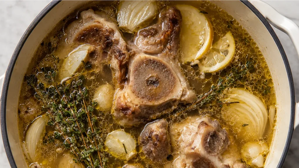 "ones Liquid Gold: Homemade Bone Broth" - Bone broth: master this essential, gut-healing elixir with our simple 24-hour slow cooker recipe. Enjoy rich flavor a
