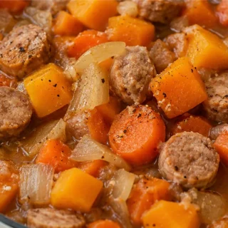 Butternut Squash & Sausage Stew - butternut squash stew - Butternut squash stew: master this hearty slow cooker recipe with savory sausage and tender vegetables