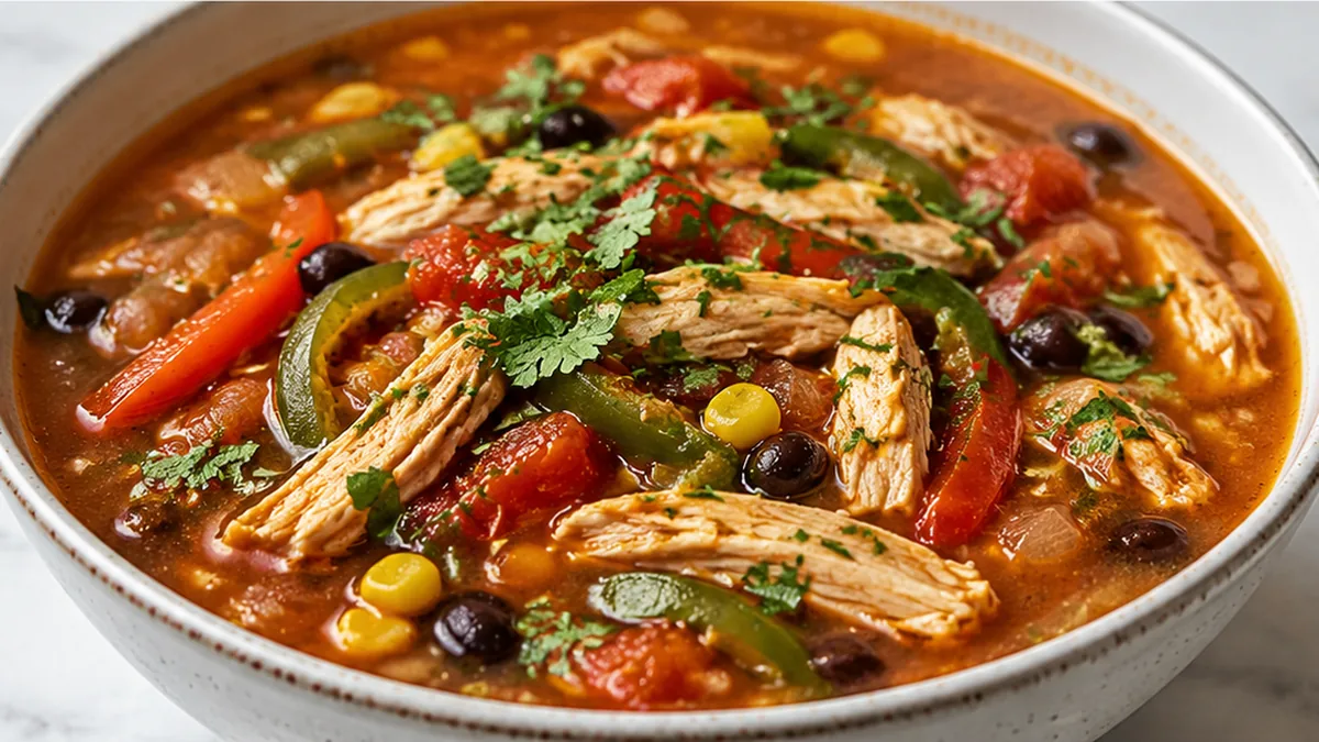 Spicy Chicken Fajita Soup Recipe - Chicken Fajita Soup: savor this flavorful paleo recipe, perfect for a healthy weeknight meal. Easy slow cooker preparation fo