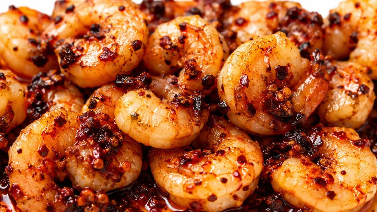 Air Fryer Chili Crisp Shrimp! Chili crisp shrimp: Make viral, crispy, and spicy air fryer shrimp in under 20 minutes. Perfect for noodles, salads, or sandwiches