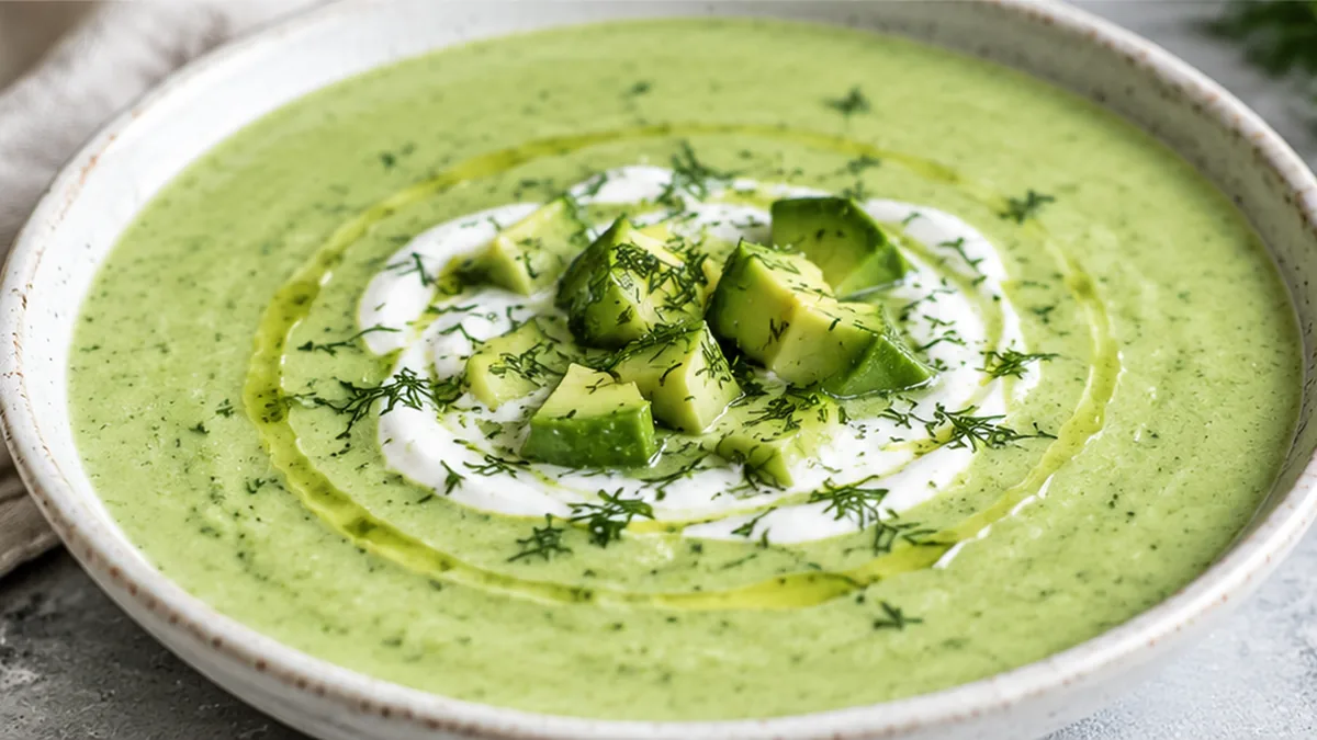 Chilled Cucumber Avocado Soup! Cucumber avocado soup: enjoy this refreshing, creamy, and healthy no-cook soup. Perfect for a light meal, it's ready in minutes.