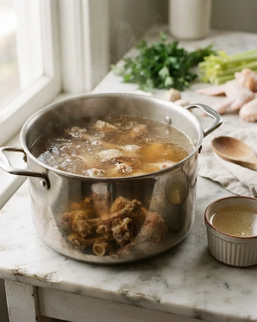Close-up illustrating what separates the two liquids in the pot