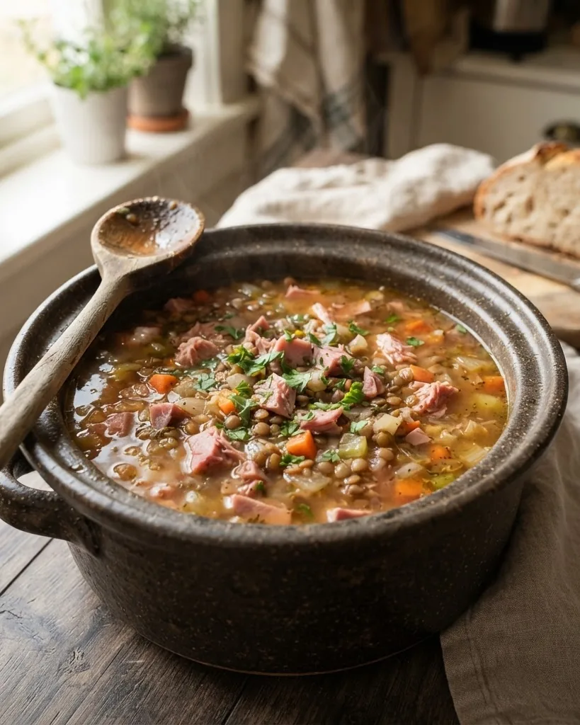 Detail view of ham Bone, Leftover Spiral, Or Diced: Three Very Different Pots