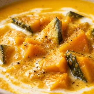 Creamy Kabocha Coconut Curry Soup - kabocha squash soup - Kabocha squash soup: Make this creamy, comforting soup with coconut milk, curry, and apple. Easy to pr