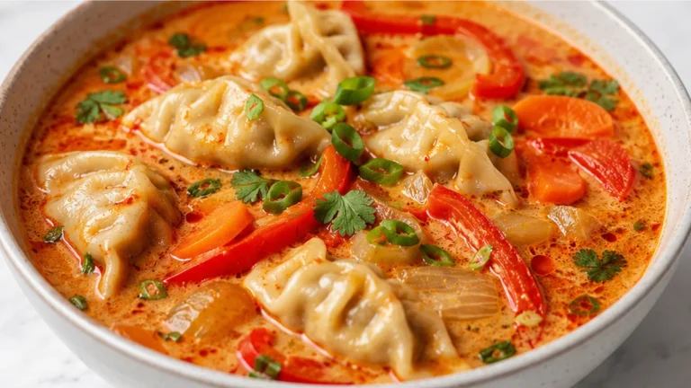Thai Red Curry Potsticker Soup