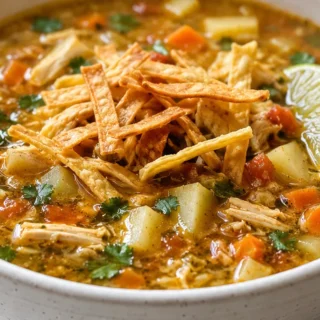 ️ Speedy Salsa Verde Tortilla Soup! So Flavorful! - salsa verde soup - Salsa Verde soup: cook this fresh and zesty tortilla soup in under 30 minutes. Loaded wit