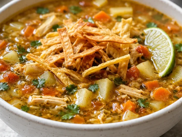 Speedy Salsa Verde Tortilla Soup! So Flavorful!