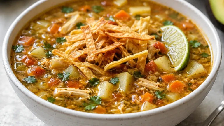 Speedy Salsa Verde Tortilla Soup! So Flavorful!