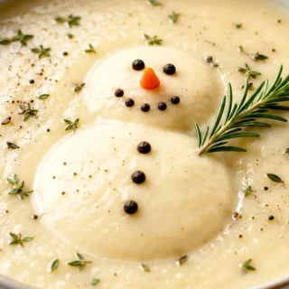 Creamy Snowman Soup - Snowman soup: Make this incredibly creamy and comforting potato soup with cashew cream. Easy to prepare and perfect for a cozy winter meal