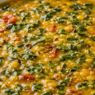 Spinach Dal: Comfort in a Bowl! Try this easy Spinach Dal recipe! A flavorful and healthy red lentil curry with fresh spinach, perfect for a quick weeknight mea
