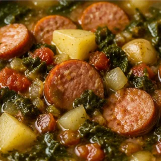 Swamp Soup: Smoky Sausage & Greens - Swamp soup: cook this hearty, flavorful smoked sausage and turnip greens recipe. A comforting one-pot meal, perfect for a q