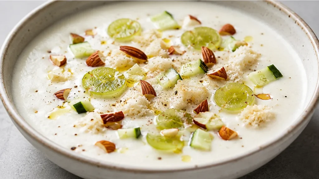 ️ Refreshing White Gazpacho with Grapes & Almonds - White gazpacho: enjoy this incredibly refreshing no-cook soup, a unique blend of almonds, grapes, and cucumb