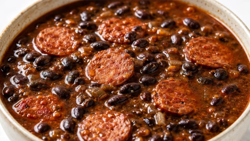 Spicy Black Bean Soup with Ghost Pepper - ghost pepper soup - Ghost pepper soup: Try this wicked black bean and sausage recipe for a fiery, smoky meal. Perfect