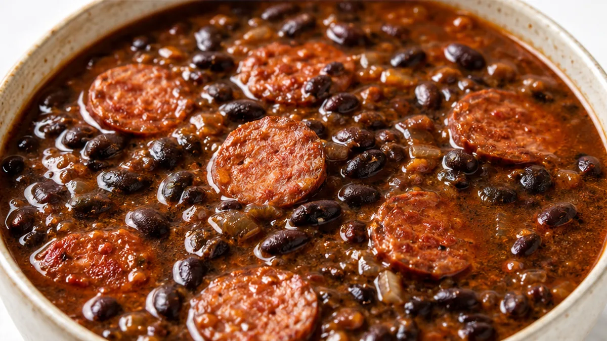 Spicy Black Bean Soup with Ghost Pepper - ghost pepper soup - Ghost pepper soup: Try this wicked black bean and sausage recipe for a fiery, smoky meal. Perfect