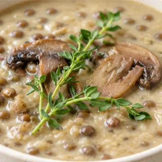 Creamy Mushroom Lentil Soup