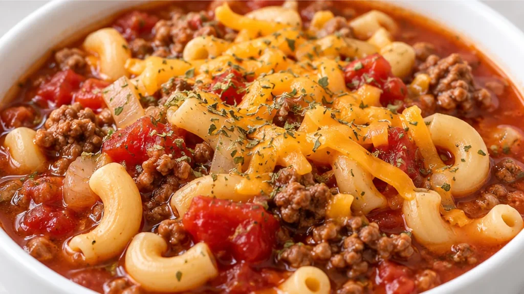 Hearty Beef Macaroni Soup