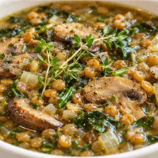 Hearty Lentil & Mushroom Soup - hearty lentil mushroom soup