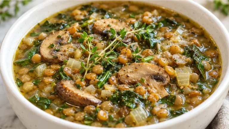 Hearty Lentil & Mushroom Soup